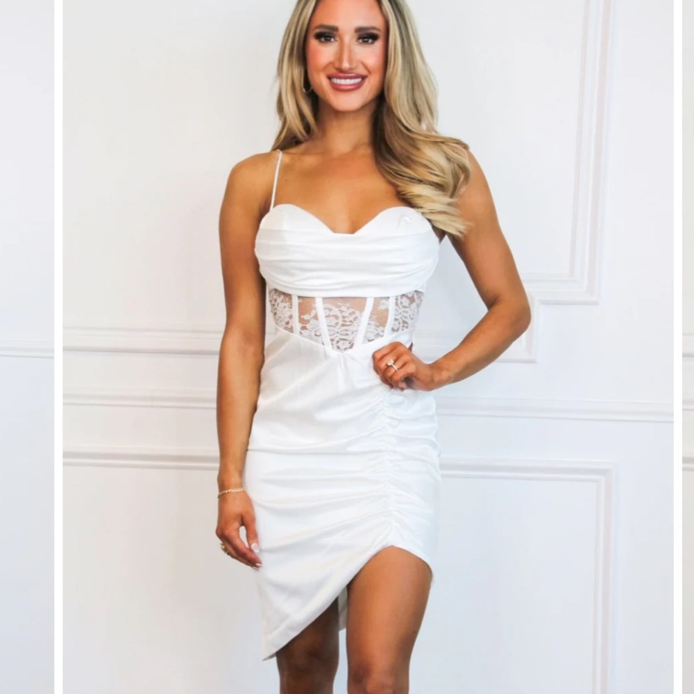 PARTHEA DRESS CORSET BUST LACE RUCHED LINED IVORY PADDED BUST SZ XL NWT